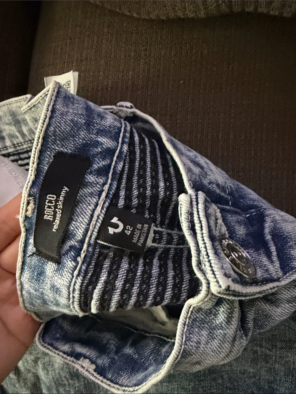 True Religion Acid Wash Blue Slim Straight Jeans